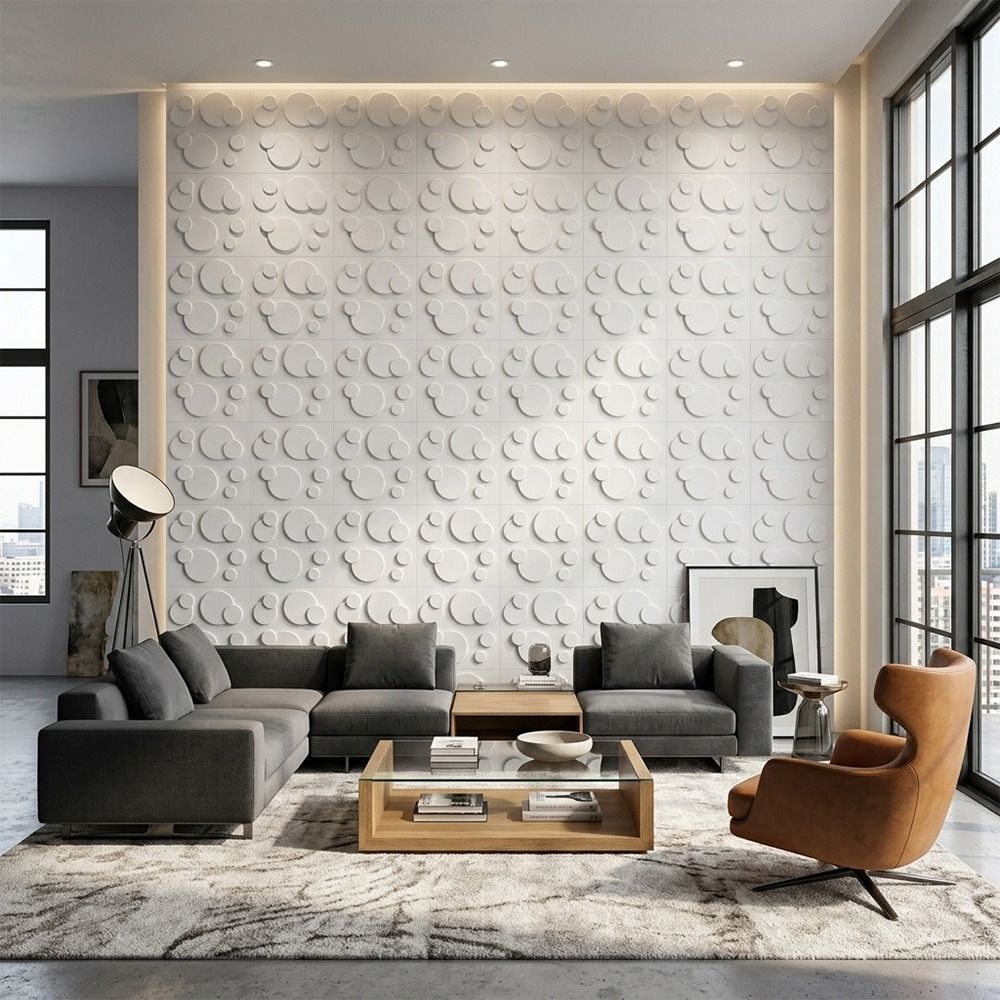 White 3D Wall Panel 50*50cm Em - đánh giá và giá Pvc Panel Background